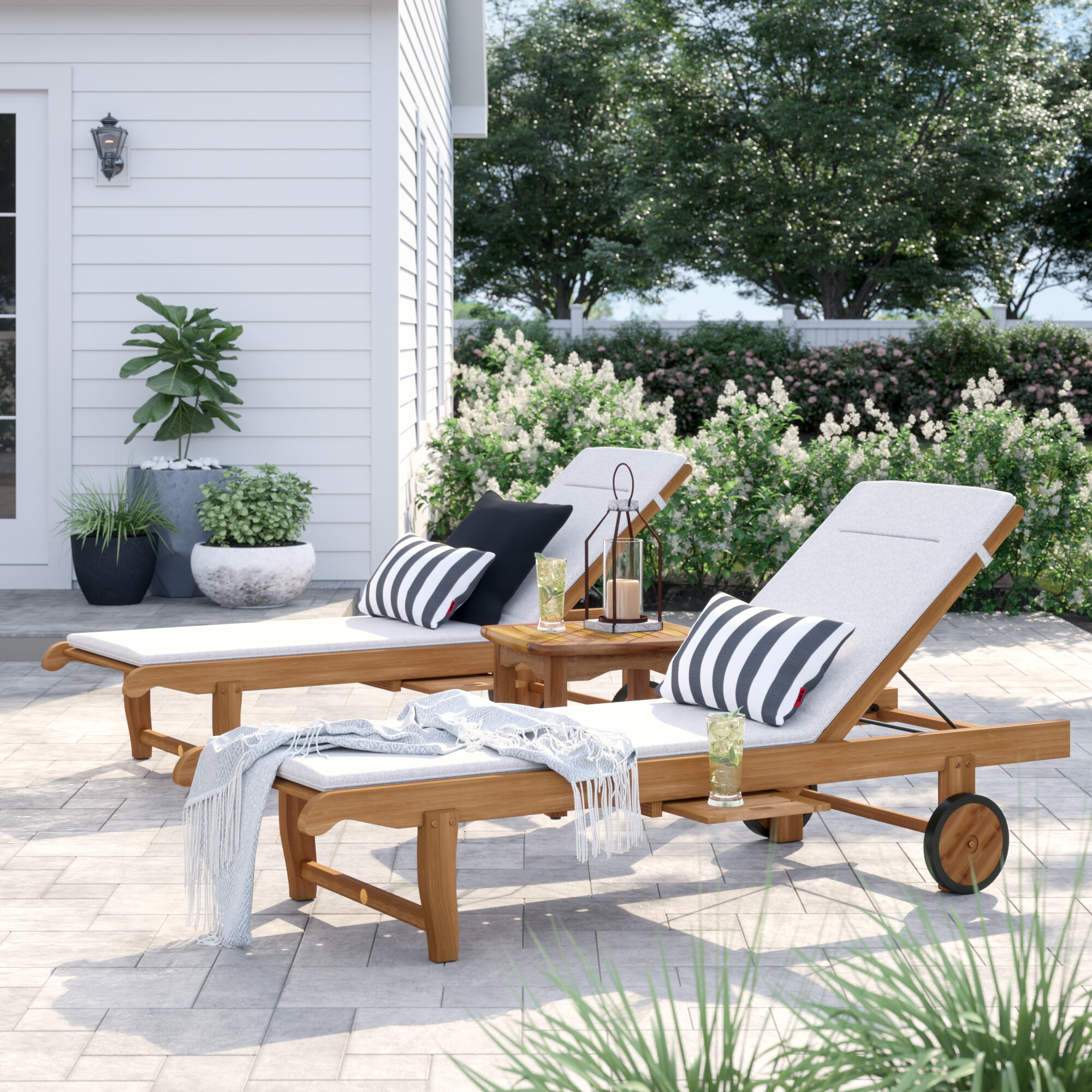 Sol 72 Outdoor Brighton Sun Lounger Set With Cushion And Table