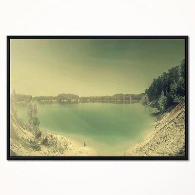 'Blurred Sea with Mountain Views' Framed Photographic Print on Wrapped Canvas East Urban Home Size: 14