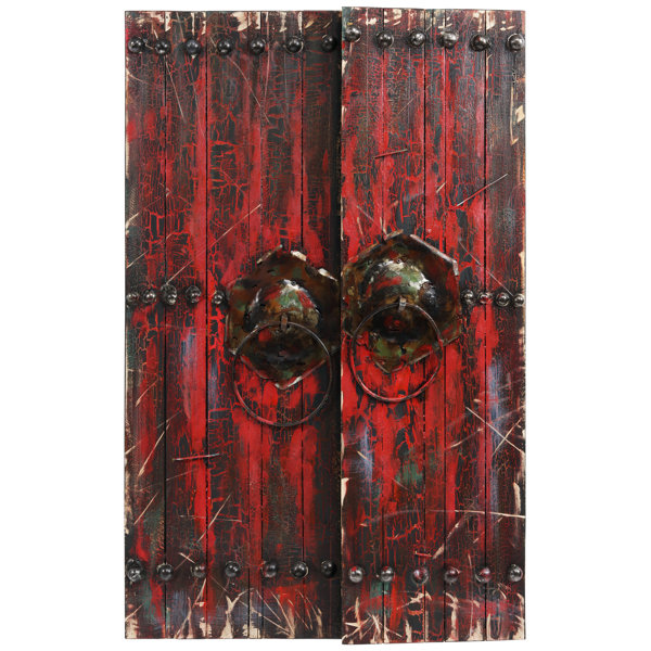Empire Art Direct Antique Wooden Doors 1 Iron Hand Painted