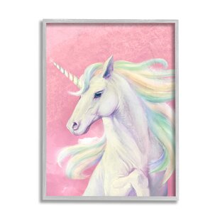 16 x 20 Designed by Andrea Jasid Grassi White Framed Wall Art Stupell Industries Mermaid and Unicorn Rainbow Collage Kids Fantasy Illustration Blue