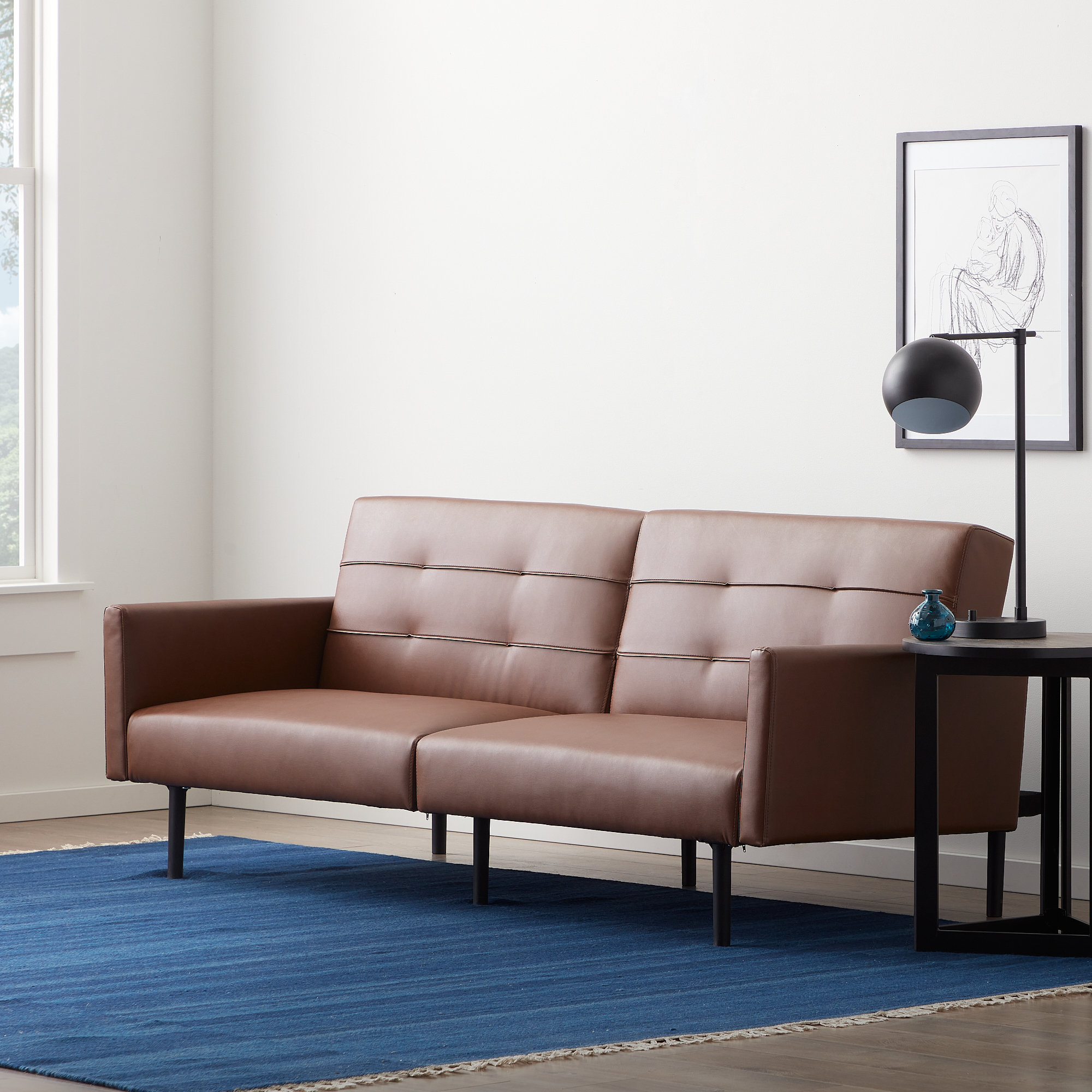Lucidcomfortcollection Owen 74 Faux Leather Square Arm Sleeper Reviews Wayfair