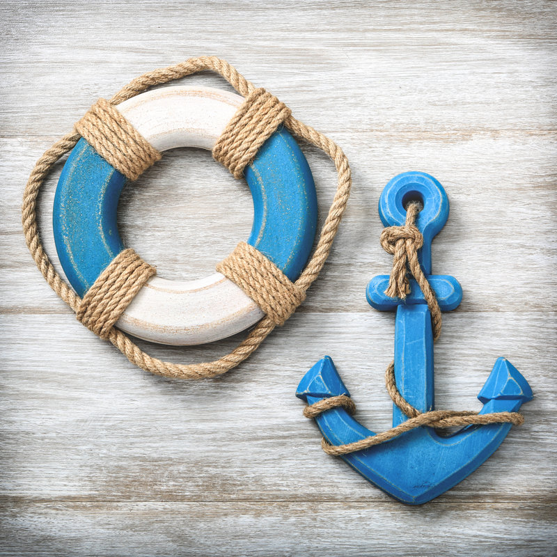 Breakwater Bay 2 Piece Life Preserver And Anchor Wall Decor Set
