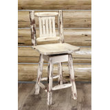 Tustin Swivel Solid Wood 24 Counter Stool by Loon Peak®