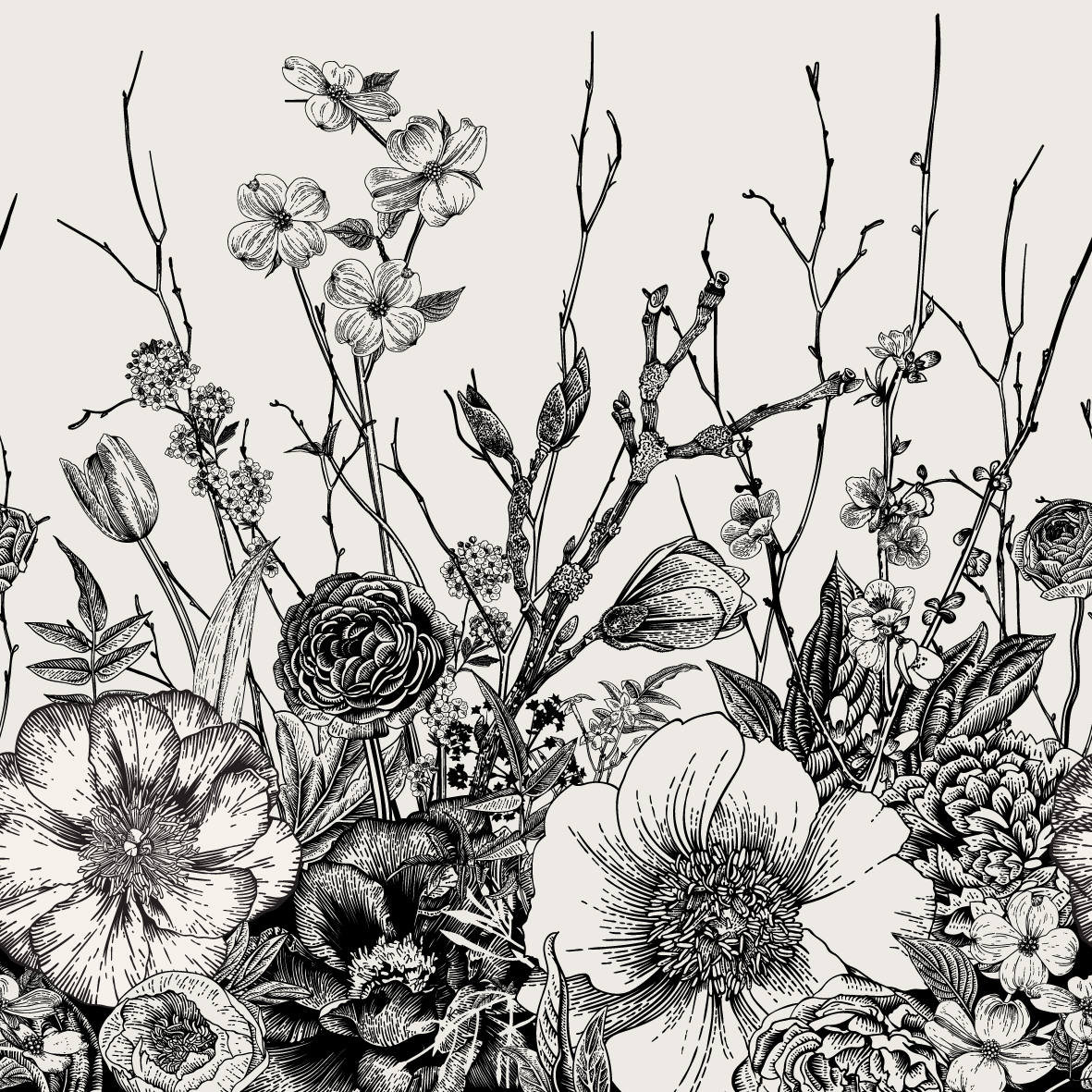 40 Gambar Wallpaper Black and White Floral terbaru 2020