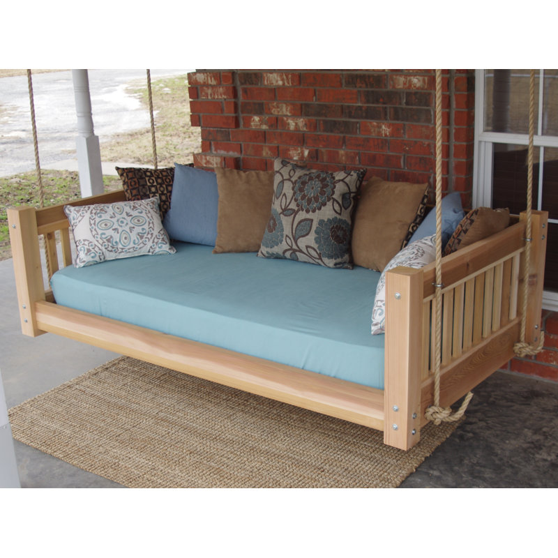 Millwood Pines Longbridge Cedar Hanging Daybed Rope Porch Swing Hanging Daybed Rope Porch Swing