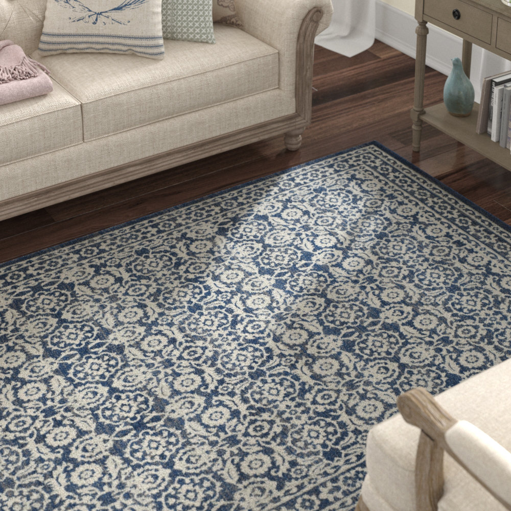 Lark Manor Montelimar Royal Blue Gray Ivory Area Rug Reviews Wayfair