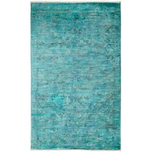 One-of-a-Kind Vibrance Hand-Knotted Blue Area Rug