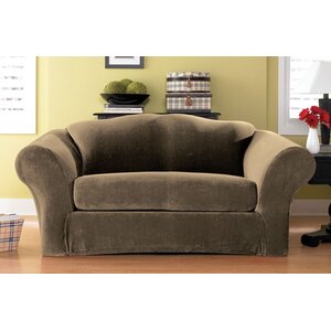 Stretch Pique Box Cushion Sofa Slipcover