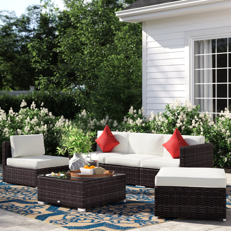 Barnett 6 Piece Rattan Sectional Set