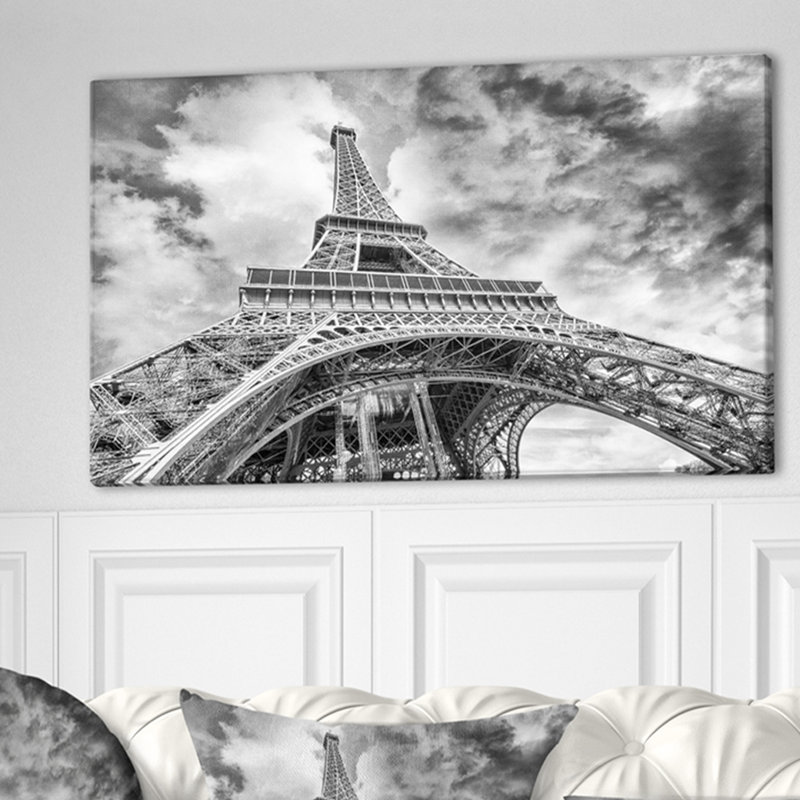 Designart Black And White View Of Paris Eiffel Tower Cityscape