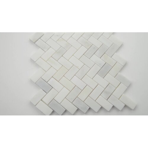 MSI Greecian Herringbone Polished Glass/Stone Mosaic Tile in White ...