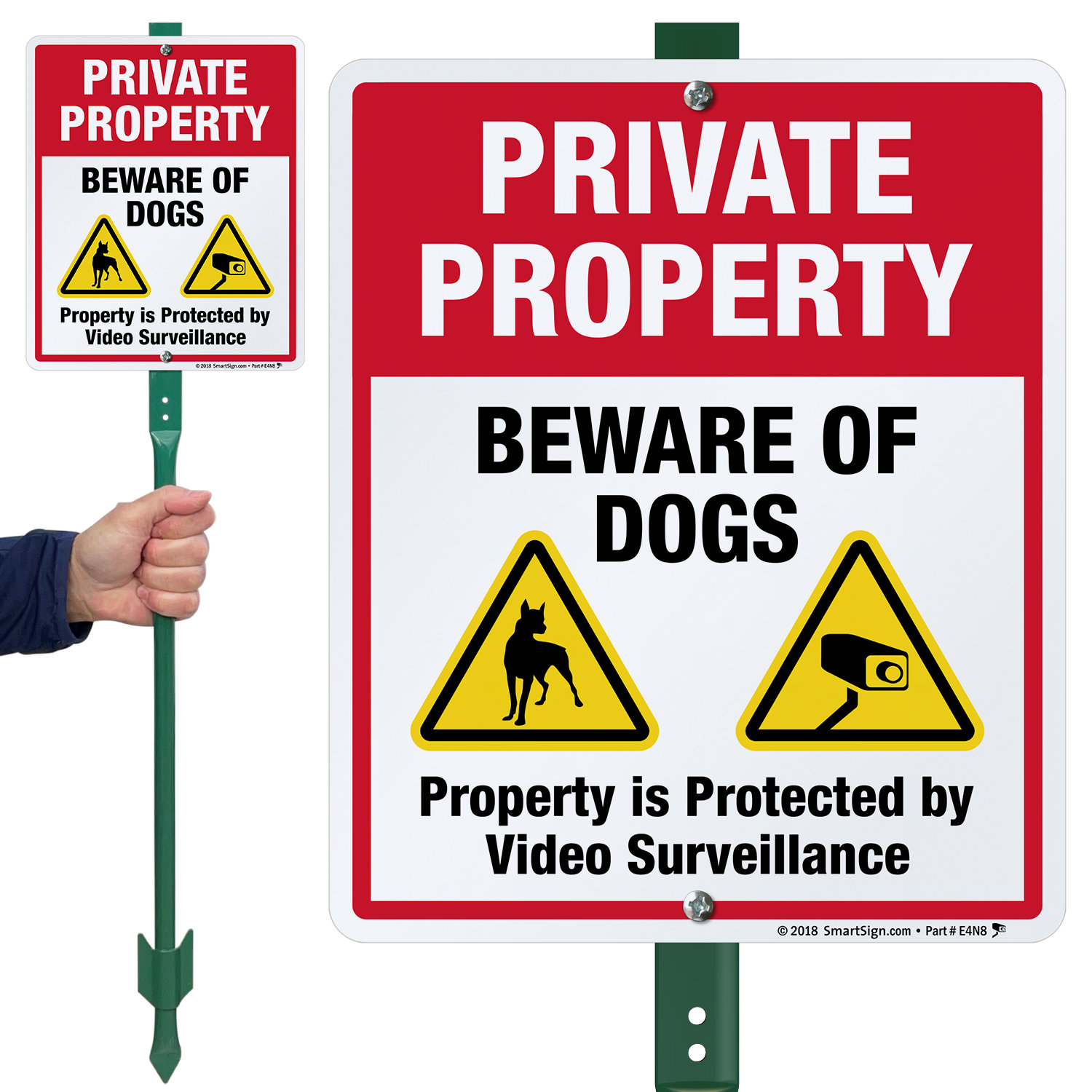No Trespassing Guard Dogs On Duty Sign 12" x 18" Heavy Gauge Aluminum Signs 