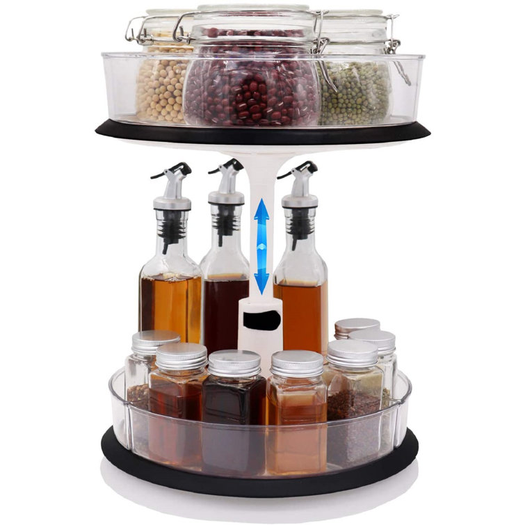 2-Tier Lazy Susan Organizer, Non-Skid Plastic Lazy Susan Turntable, Height  Adjustable Cabinet Organizer With Clear Removable Bins, 360Â° Rotating Round  ...
