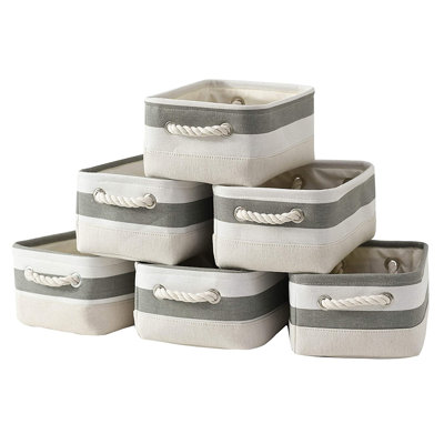 Small Baskets 6Pack Baskets For Organizing Fabric Storage Bins With Handles Baskets For Gifts Empty Cloth Baskets Decorative Storage Baskets Fo