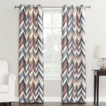 Lynnville Chevron Room Darkening Thermal Grommet Single Curtain
