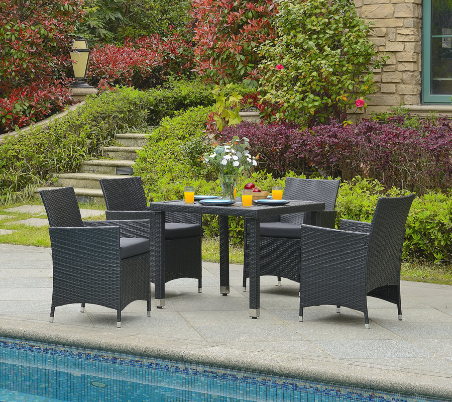 Mcnew 5 Piece Outdoor Dining Set with Cushion #patioset #woven #armchair