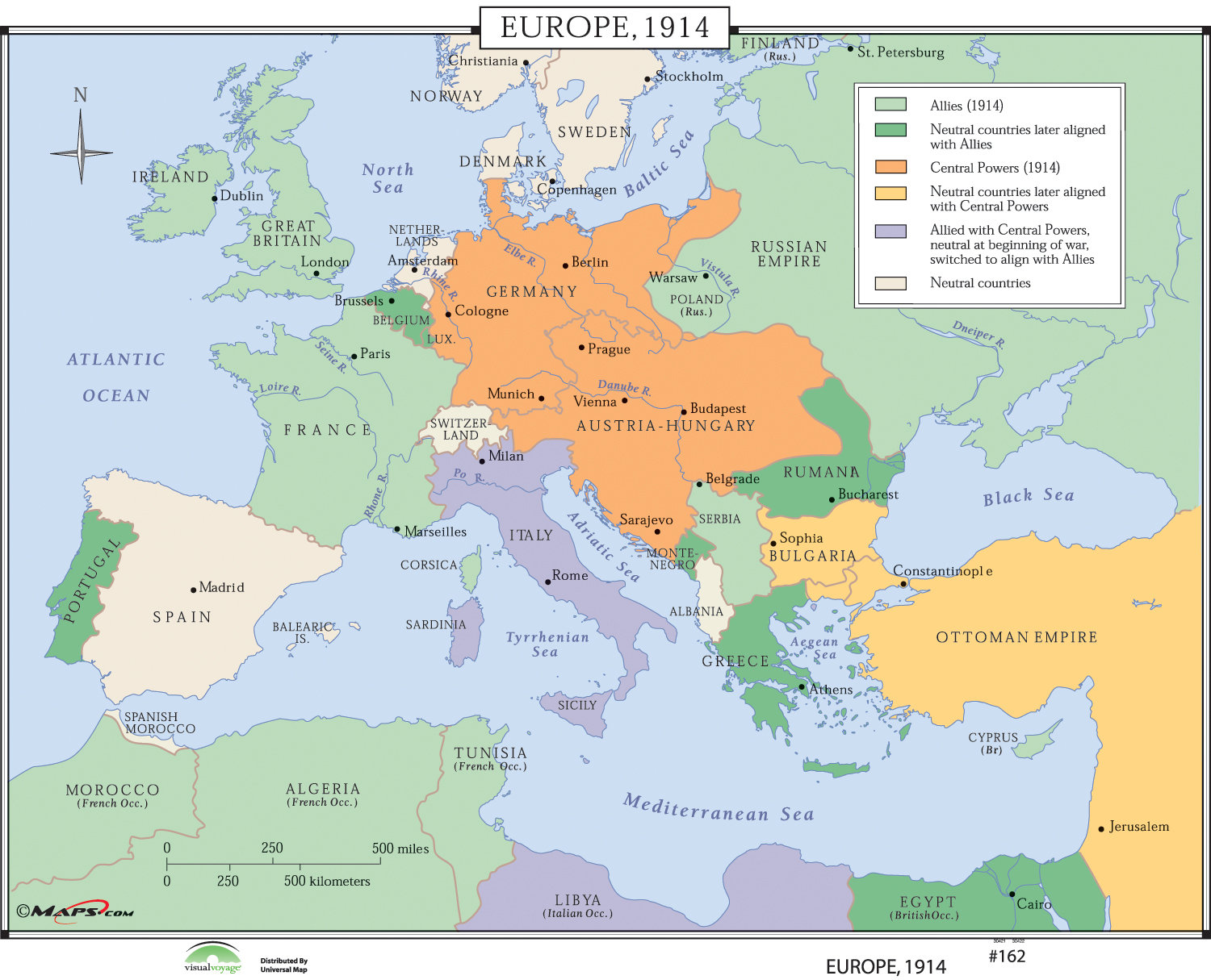 World History Wall Maps Europe 1914 