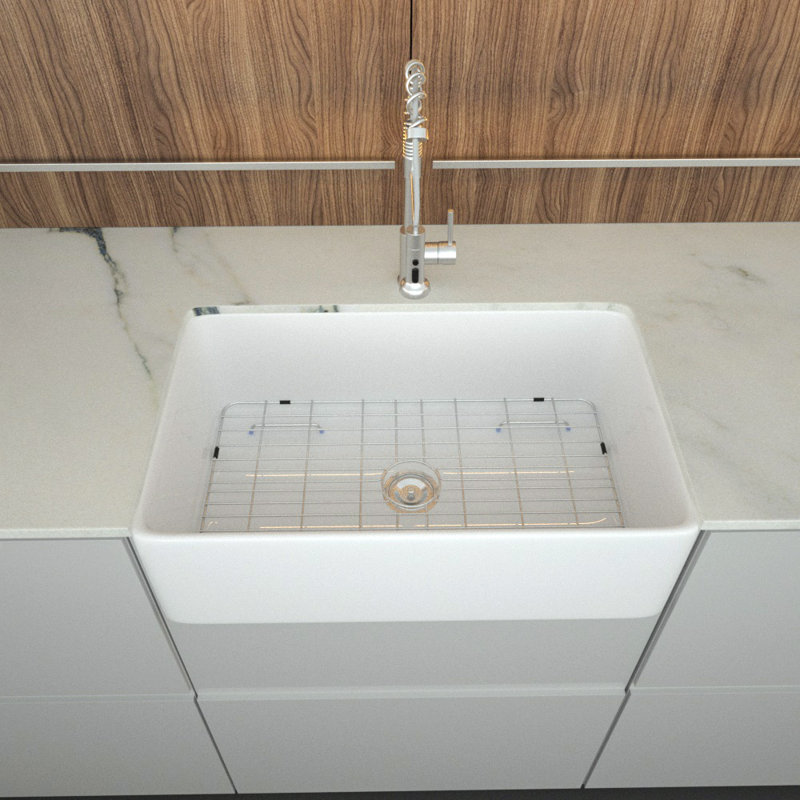 Kichae 30 Inch Fireclay Porcelain Ceramic Deep Single Bowl ...