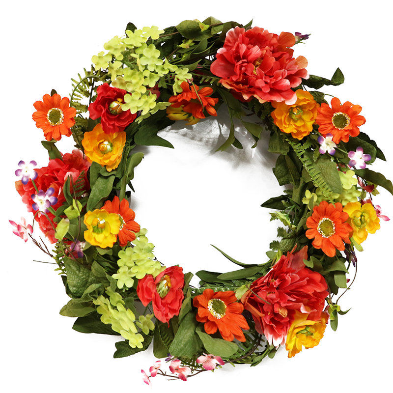 Handmade Artificial Peony Flower Door Wreath Rattan Wedding Xmas Decor