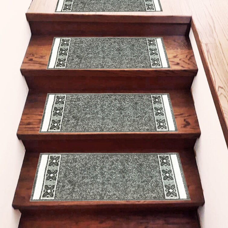 Non Slip Carpet Stair Treads Rugs for Stairs FLORAL Set of 14 8.5" x 26"