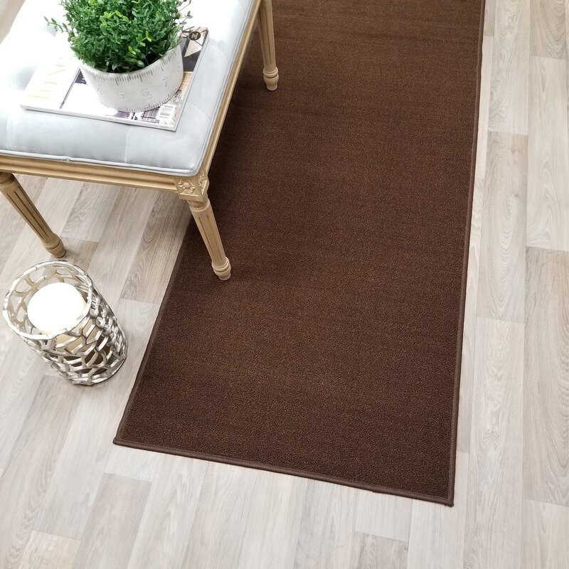 Charlton Home Barrios Non Skid Rubber Backed Brown Area Rug