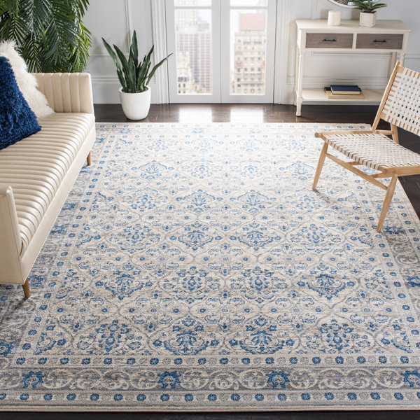 Bungalow Rose Llana Oriental Light Gray/Blue Area Rug & Reviews | Wayfair