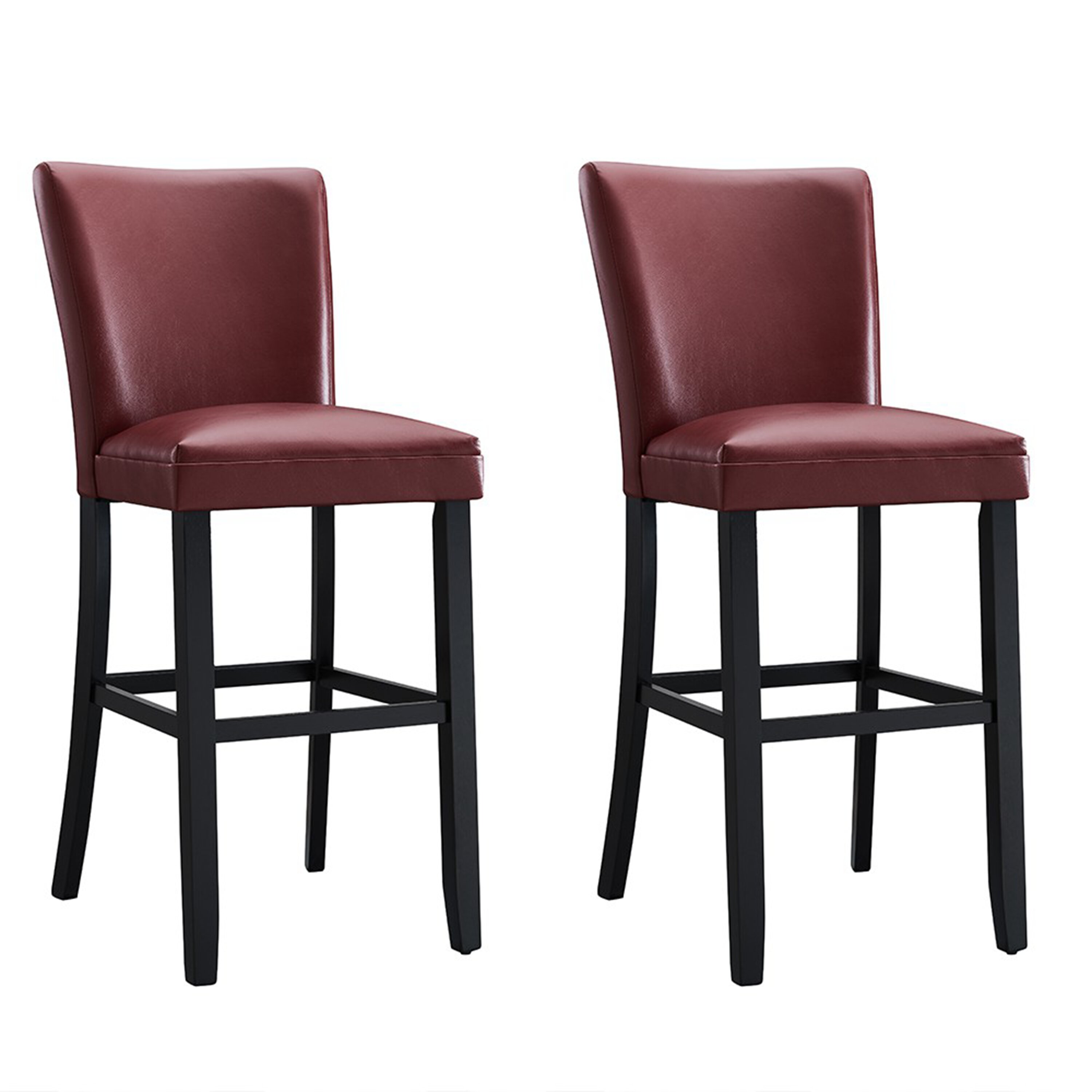 Up2u Mare 307 Antique White Red Black Leather Bar Stools Chairs With Backs Set Of 2 Wayfair