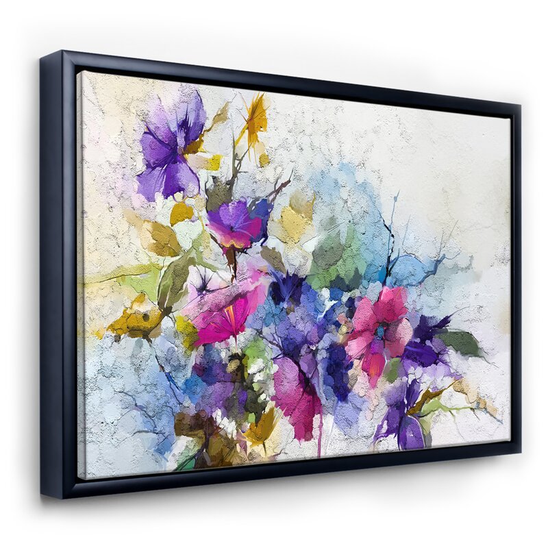 East Urban Home Purple Yellow & Blue Abstract Flower Compostion I ...