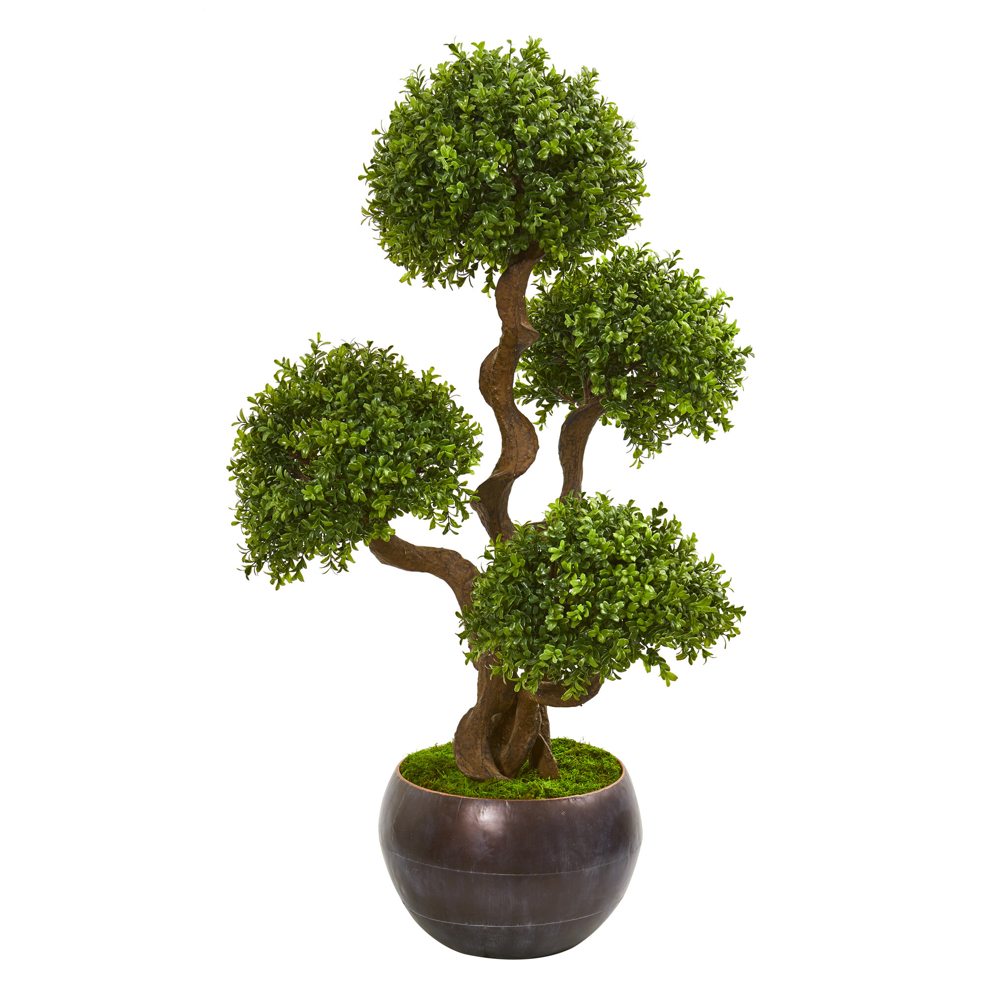 Canora Grey Artificial Four Ball Boxwood Topiary In Decorative