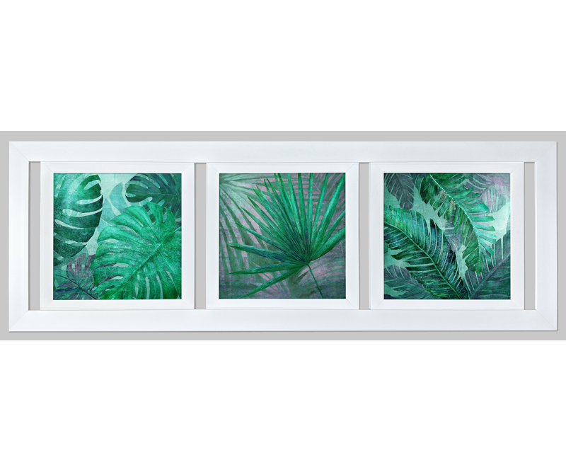 Bay Isle Home Painted Palms 3 Piece Framed Acrylic Painting