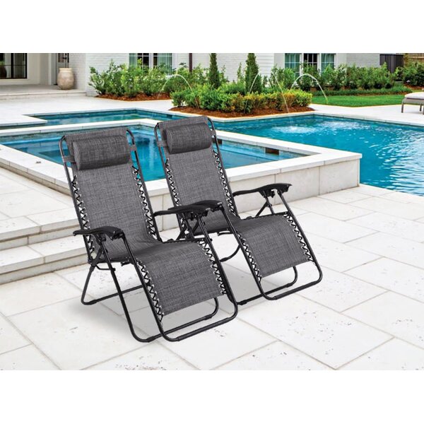 Folding Black HeavyDuty Zero Gravity Chair Lounge Pool with Canopy+Holder+Handle 