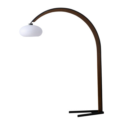 Vaulted Arc Floor Lamp by Peter Morelli - 86\", 1968 design, Black Wood, Satin Nickel, Dimmer Switch, V-base ( missing base ) 