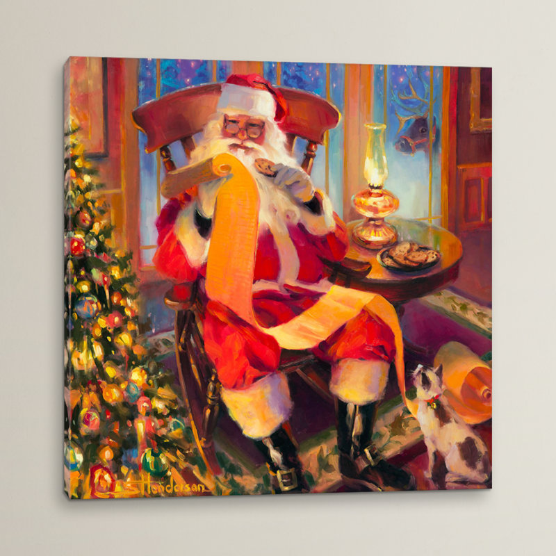 Darby Home Co Santa Christmas List Painting On Wrapped Canvas