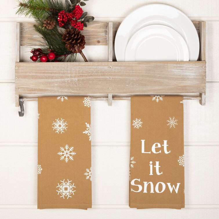 Set of 2 Decorative Machine Embroidered Snow Flake  Design on White Waffle Weave Set or White Hand Towel Set Holiday Decor