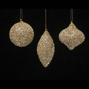 3 Piece Sparkle Ball/Kismet/Finial Ornament Set