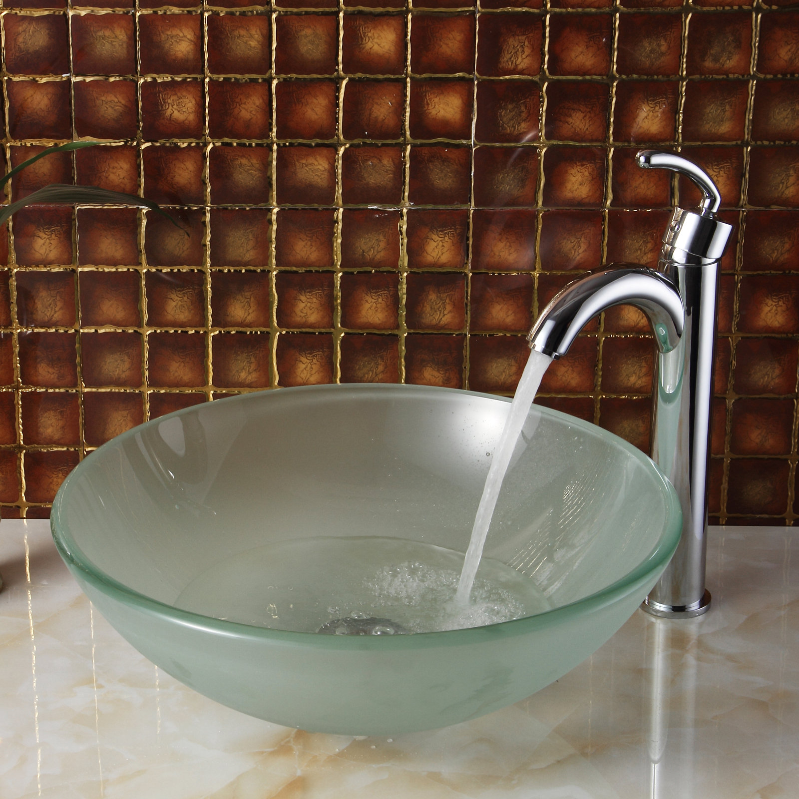 Elite Double Layered Tempered Gl Circular Vessel Bathroom Sink Double Layered Tempered Gl Circular