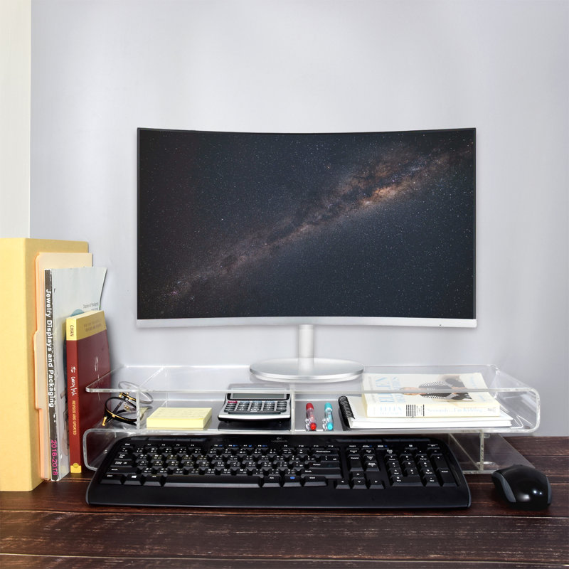 Latitude Run Diethild Acrylic Monitor 3 Tier Storage Riser Stand