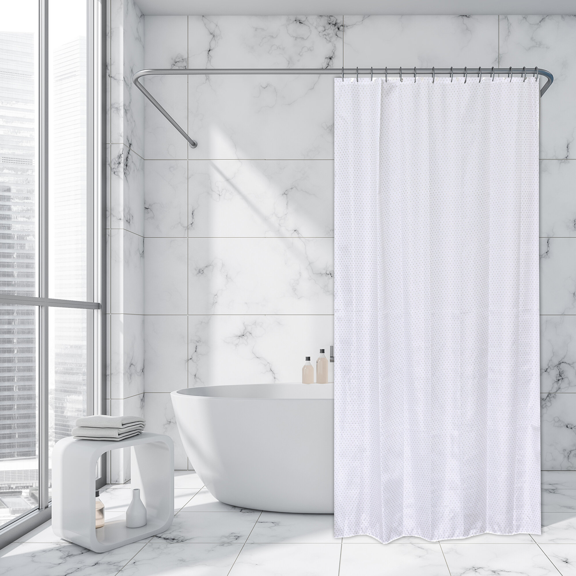 Shower curtain 180 x 200 cm suitable for all shower selection incl rings 