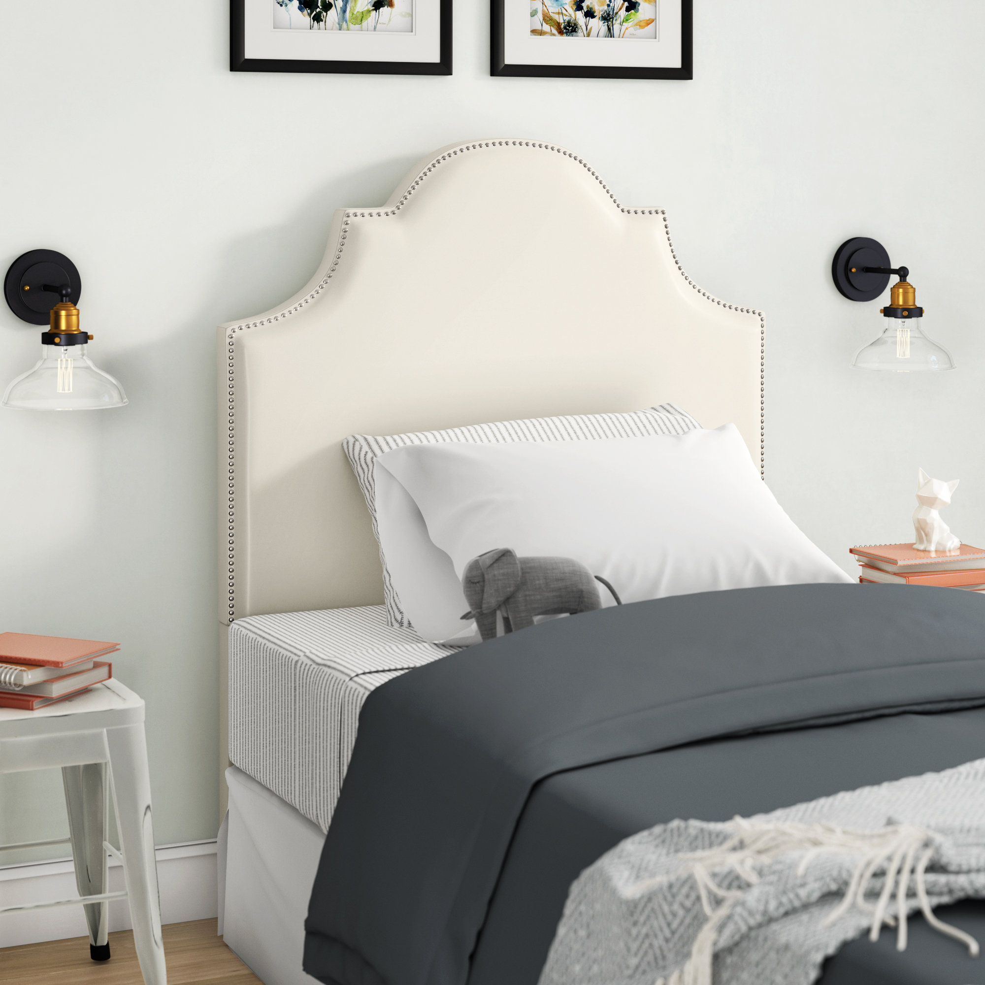 Grovelane Alonso Twin Upholstered Metal Frame Panel Headboard Alonso Twin Upholstered Metal Frame
