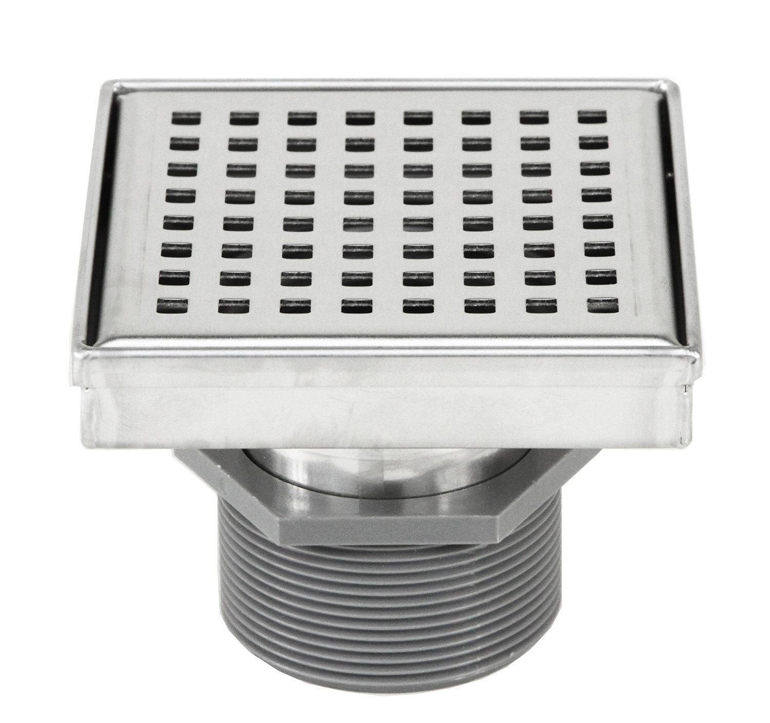 Shower Linear Drain Checker Square Pattern Stainless Steel Grate With Drain Base