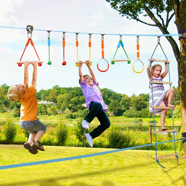 Jungle Gyms Ninja Monkey Bars for Kids Trapeze Swing Bars Slack Obstacle Accessories Climbing Slacklines Training Equipment Perfect Training Course Kit for Kids Children 