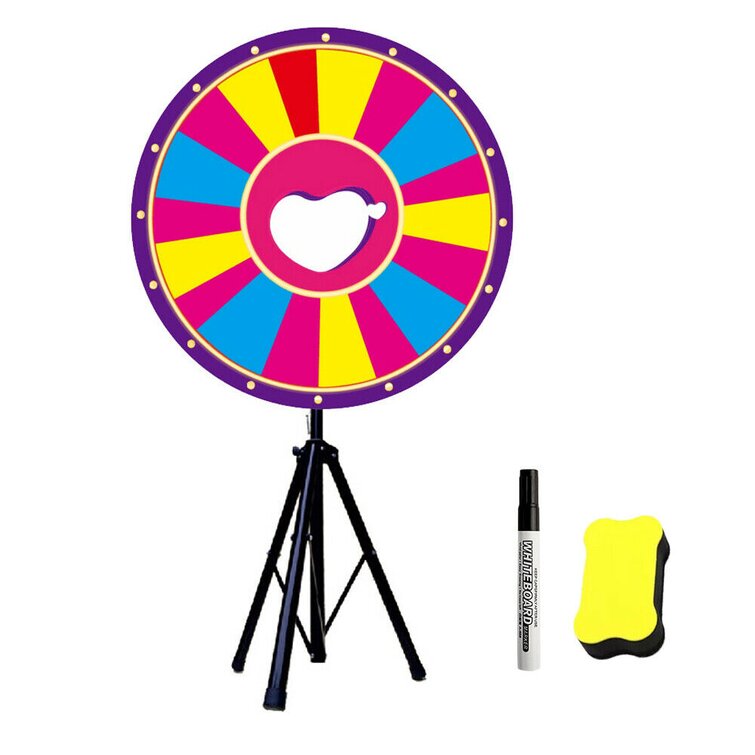 24" 18 Slot Spinning Game Dry Erase Color Prize Wheel Folding Fortune Party Game 