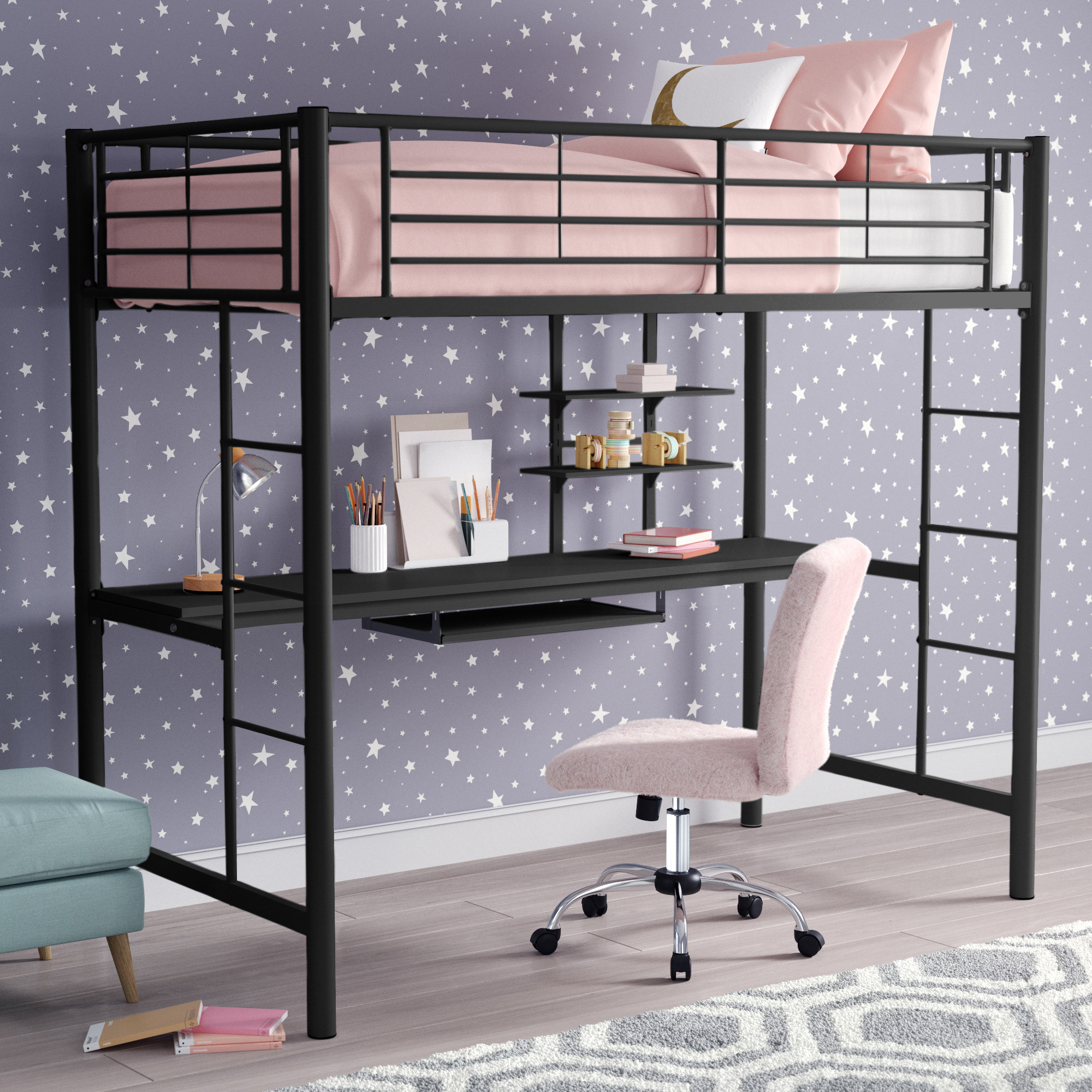 Isabelle & Max™ Milie Twin Platform Loft Bed with BuiltinDesk by