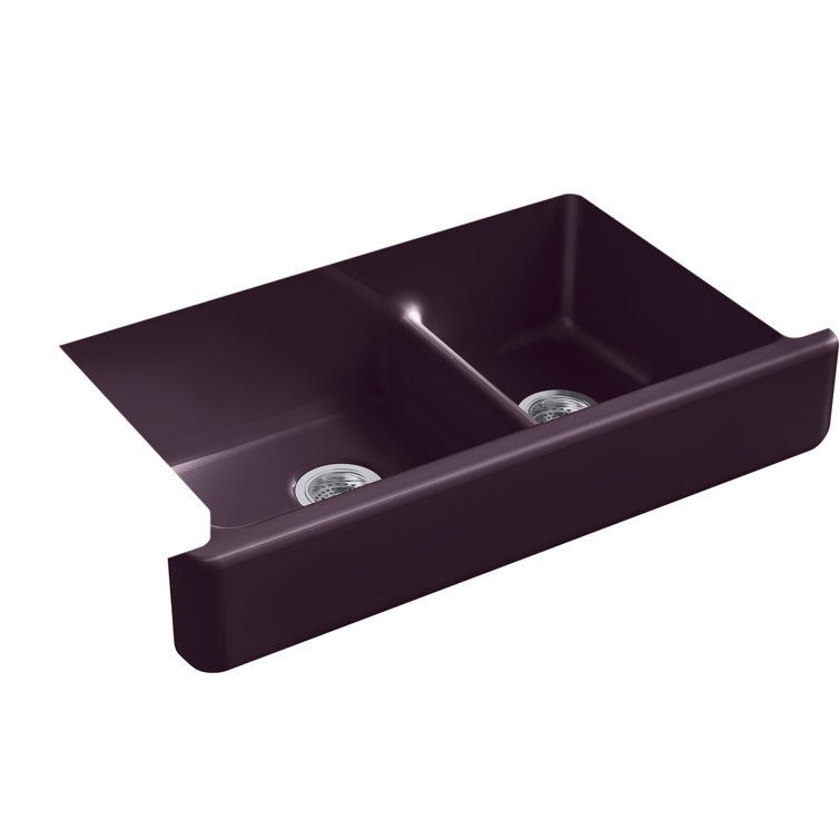 Whitehaven Self-Trimming(R) Smart Divide(R) 35-1/2-In X 21-9/16-In X  9-5/8-In Under-Mount Large/Medium Double-Bowl Kitchen Sink With Short Apron