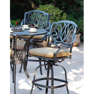 Lebanon Patio Swivel Bar Stool with Cushion (Set of 6) (Set of 6)