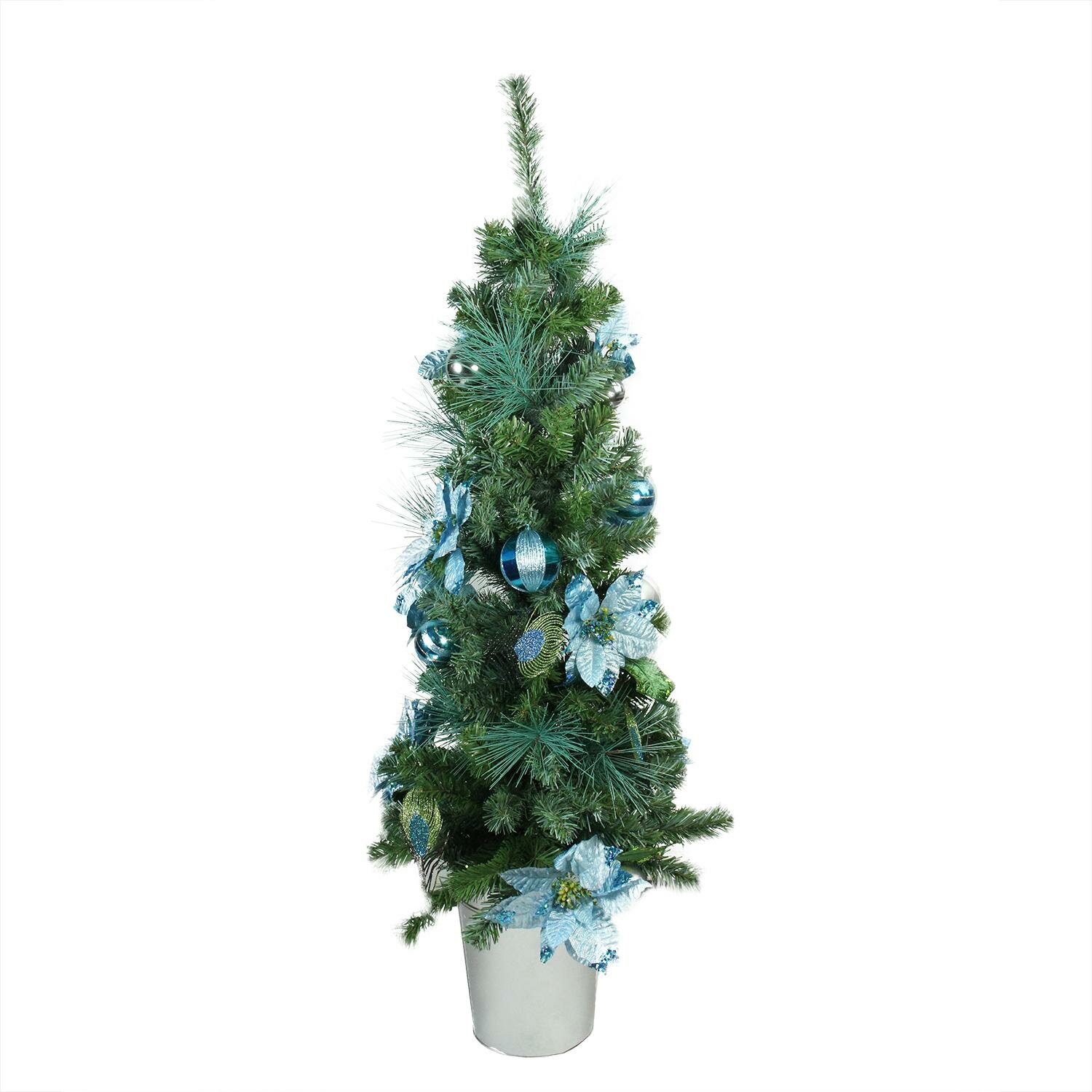 Ophelia Co Pre Decorated Peacock Blue And Silver Potted 4