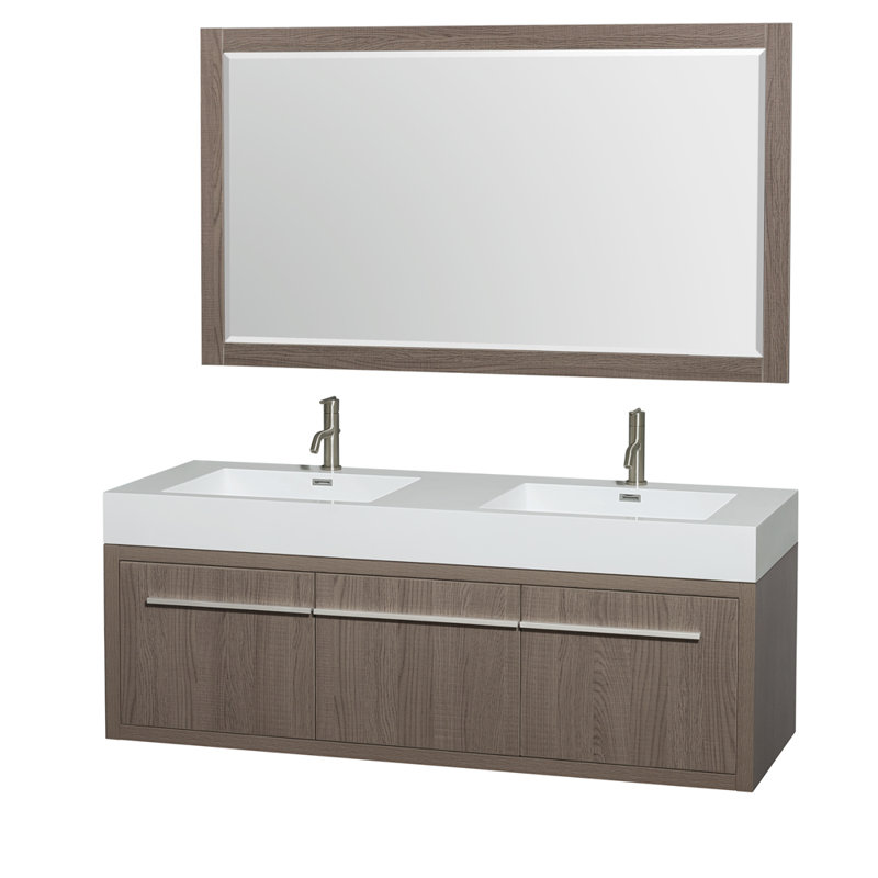 wyndham collection axa 60" double gray oak bathroom vanity set wyndham collection axa 60" double gray oak bathroom vanity set