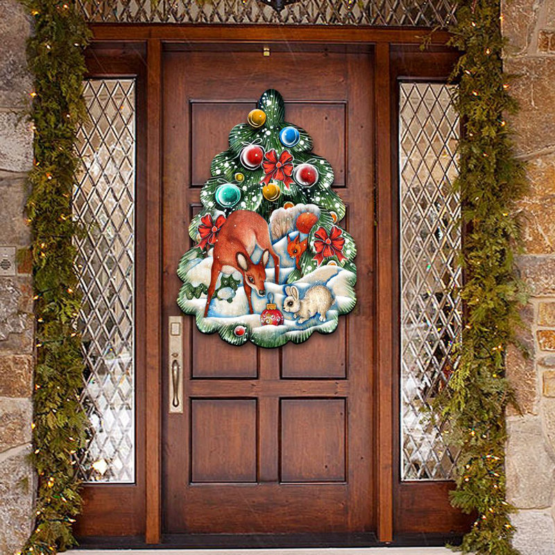 The Holiday Aisle Forest Christmas Tree Holiday Shaped Wood Door