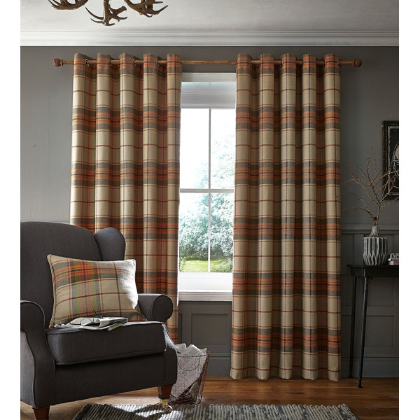 Terracotta Checked Curtains Wayfair Co Uk
