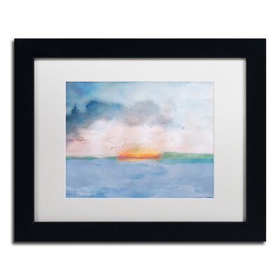 'Sunset' Framed Watercolor Painting Print East Urban Home Matte Color: White, Size: 11